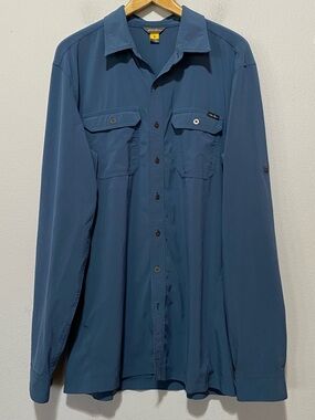 Eddie Bauer AV Mens Tall Large Blue Long Sleeve Performance Button Up Outdoor